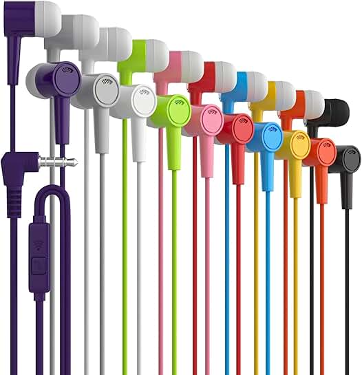 Bulk 40 Pack In-Ear Stereo Earbuds for School and Travel