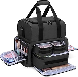 Large 2-Layer Travel Makeup Bag with Removable Pouches