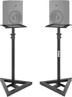 Pair of Adjustable Speaker Stands with Heavy Duty Base