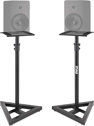 Pair of Adjustable Speaker Stands with Heavy Duty Base