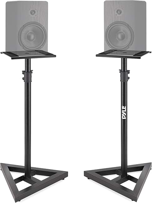 Pair of Adjustable Speaker Stands with Heavy Duty Base