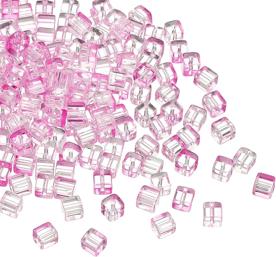 500 Clear Glass Cube Beads for Jewelry Making
