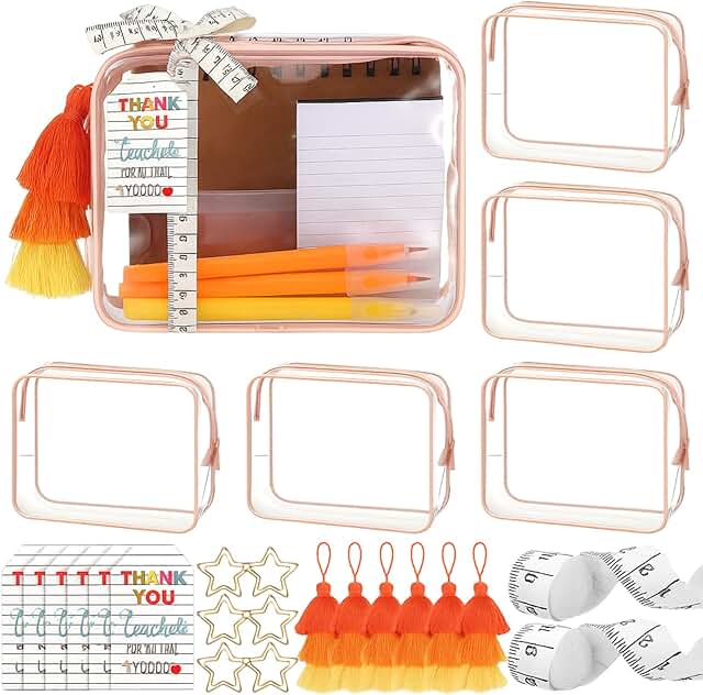 Teacher Appreciation Gift Set with Clear Makeup Bag and Cards