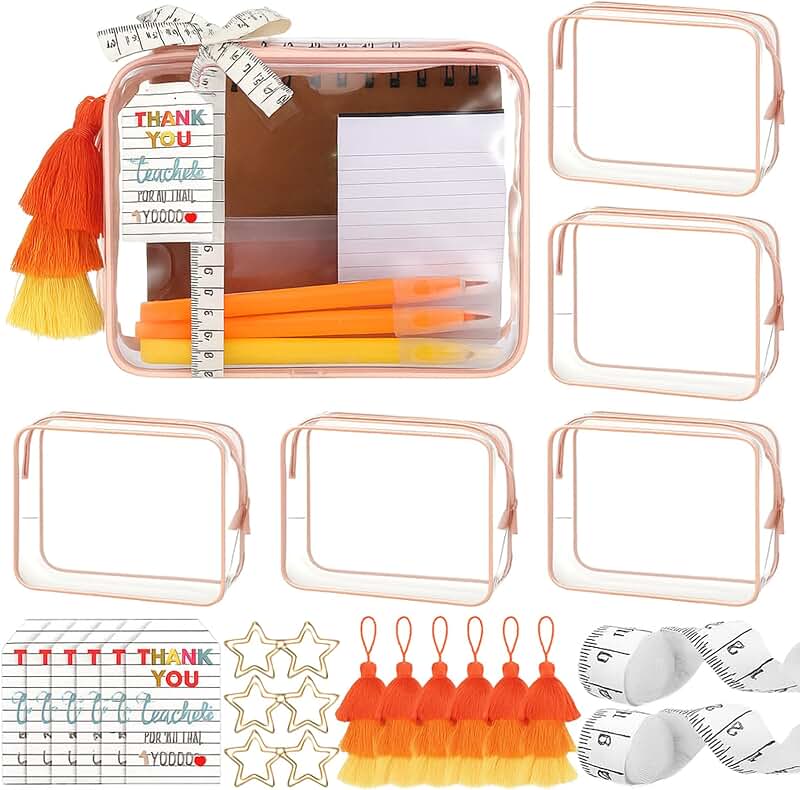 Teacher Appreciation Gift Set with Clear Makeup Bag and Cards