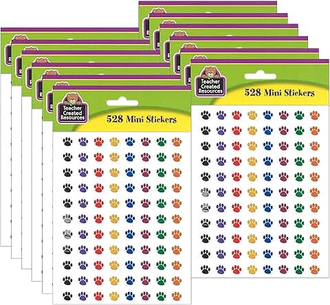 Colorful Paw Print Mini Stickers, 528 Pack
