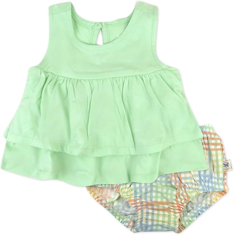 Two-Piece Flutter Dress with Ruffle Diaper Cover for Baby Girls