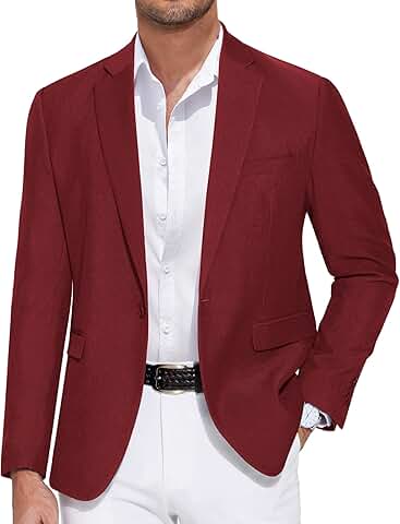 Men's Slim Fit Casual Blazer with One Button