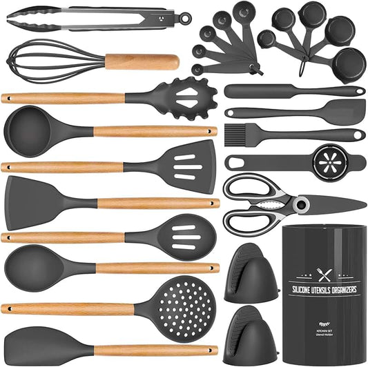 Handmade Olive Wood 6-Piece Spoon Set for Cooking and Serving