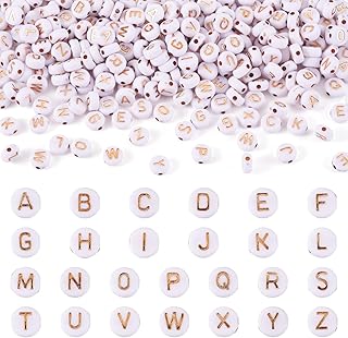 White acrylic alphabet letter beads for jewelry making