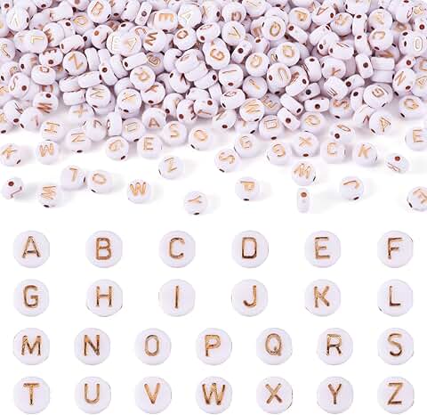 White acrylic alphabet letter beads for jewelry making