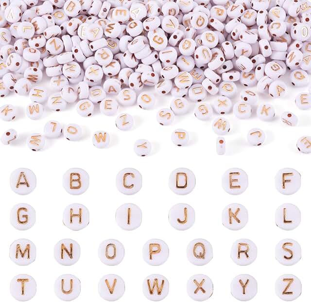 White acrylic alphabet letter beads for jewelry making