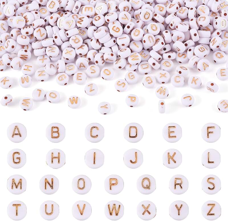White acrylic alphabet letter beads for jewelry making