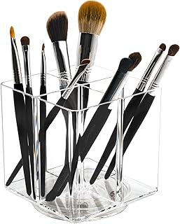 Clear 360° Rotating Makeup Brush and Pen Holder, 2 Pack