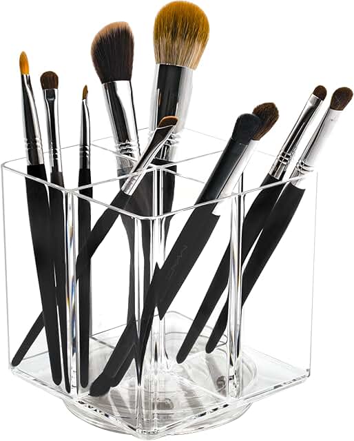 Clear 360° Rotating Makeup Brush and Pen Holder, 2 Pack
