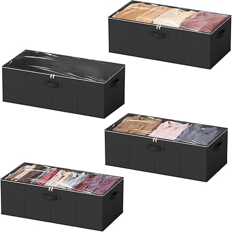 Set of four 10-inch under bed storage containers with lids