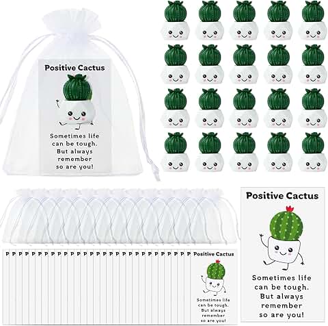 20 Positive Cactus Cards and Gifts Set