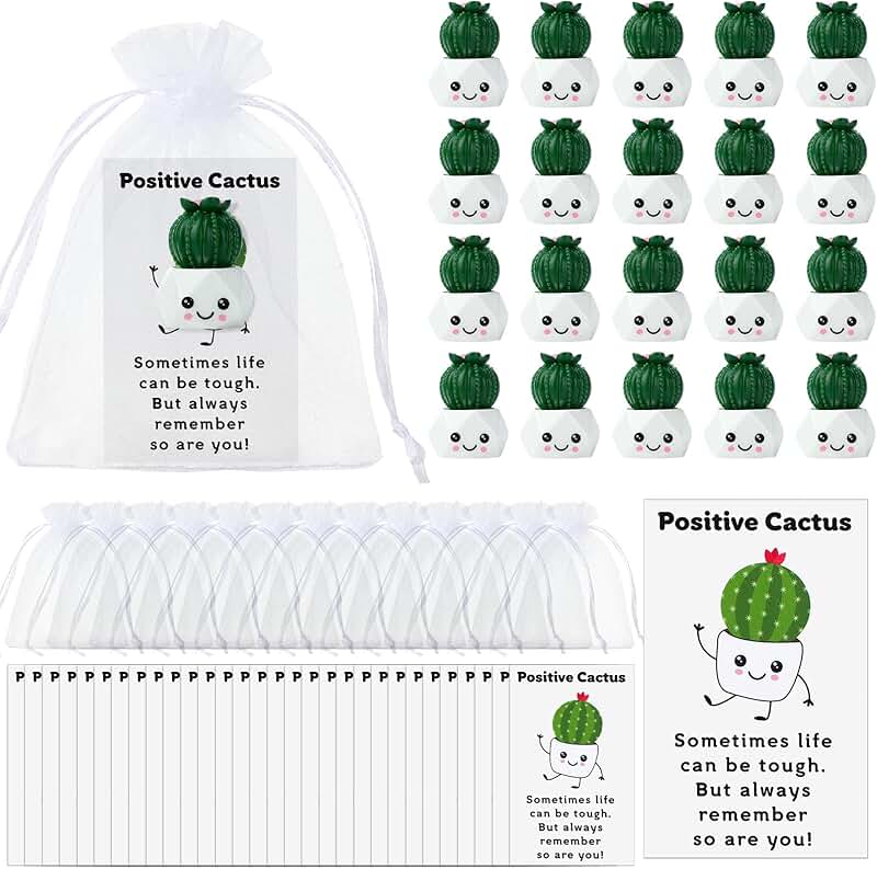 20 Positive Cactus Cards and Gifts Set