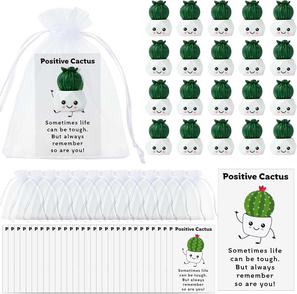 20 Positive Cactus Cards and Gifts Set