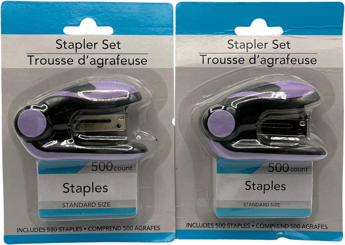 MODAIO-Colorful Mini Staplers, 2.75 x 1.75 x 1.25 in - 2/pcs - Comes with 500 Count Pack of Staples (Lilac)