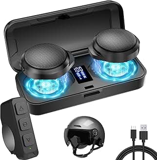Motorcycle Bluetooth Headset with Charging Case and LED Display