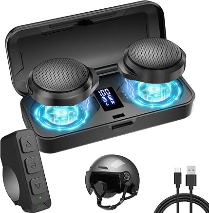 Motorcycle Bluetooth Headset with Charging Case and LED Display