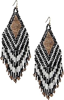 Handmade Beaded Boho Earrings with Long Fringe