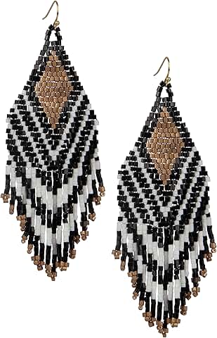 Handmade Beaded Boho Earrings with Long Fringe