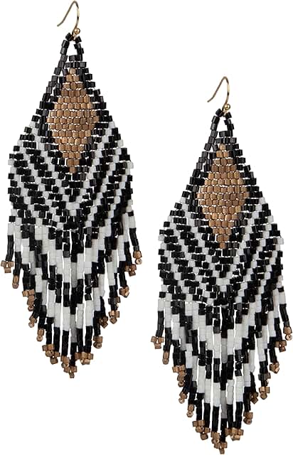 Handmade Beaded Boho Earrings with Long Fringe