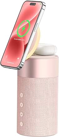 Pink 2-in-1 Bluetooth Speaker and Wireless Charger