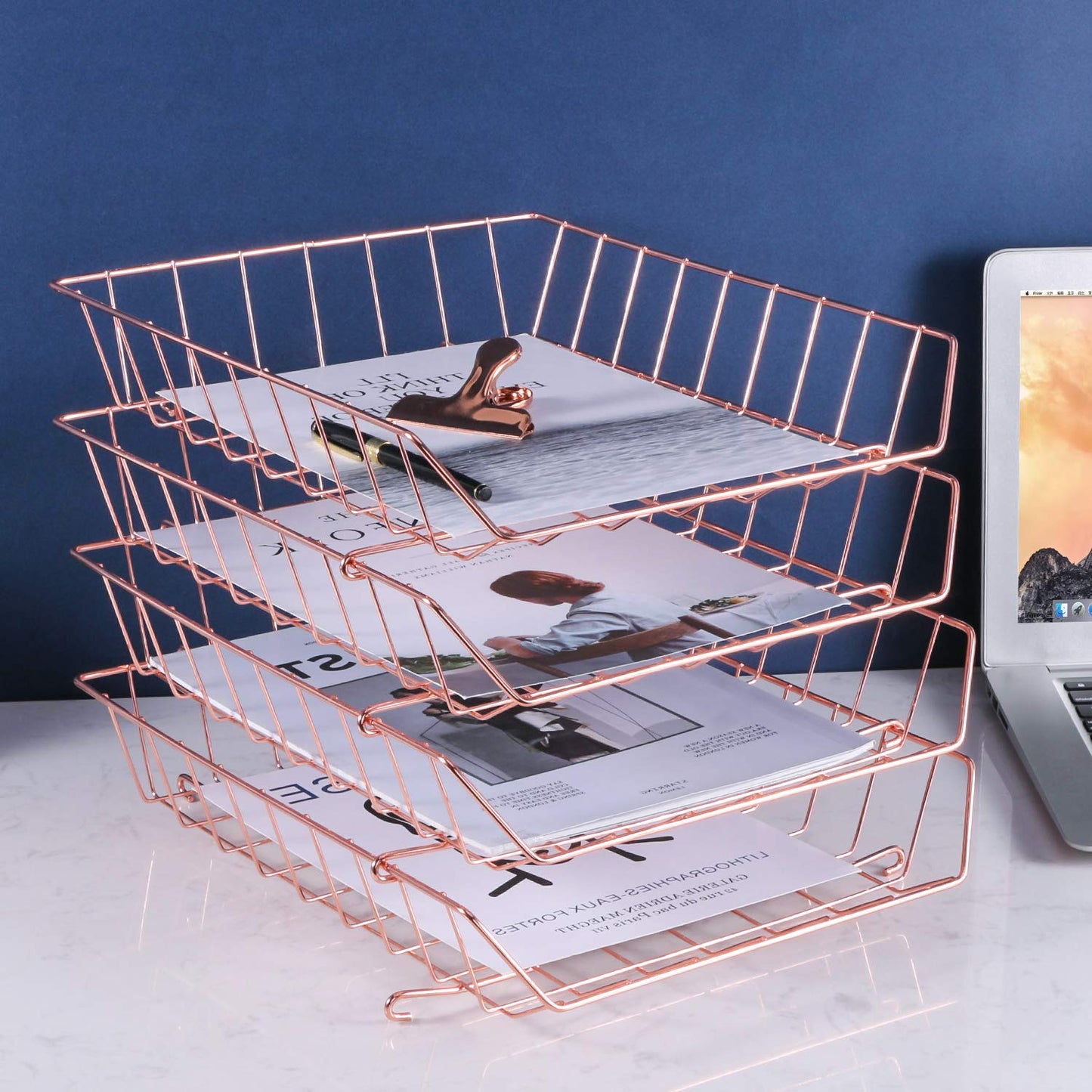 4-Tier Stackable Letter Tray for Mails and Documents