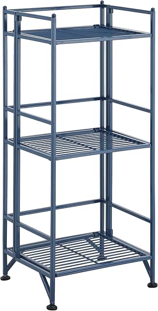 3-Tier Folding Metal Shelving for Storage and Display