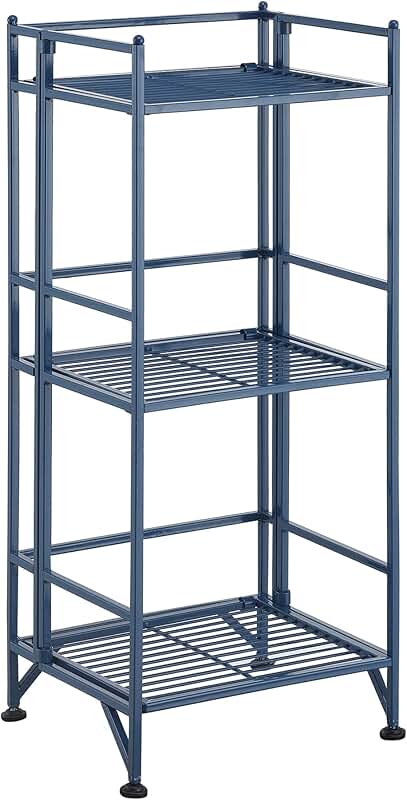 3-Tier Folding Metal Shelving for Storage and Display