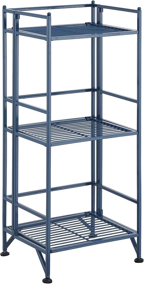 3-Tier Folding Metal Shelving for Storage and Display