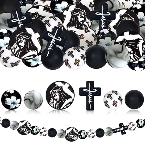 Set of 56 Cross Focal Beads for DIY Crafts