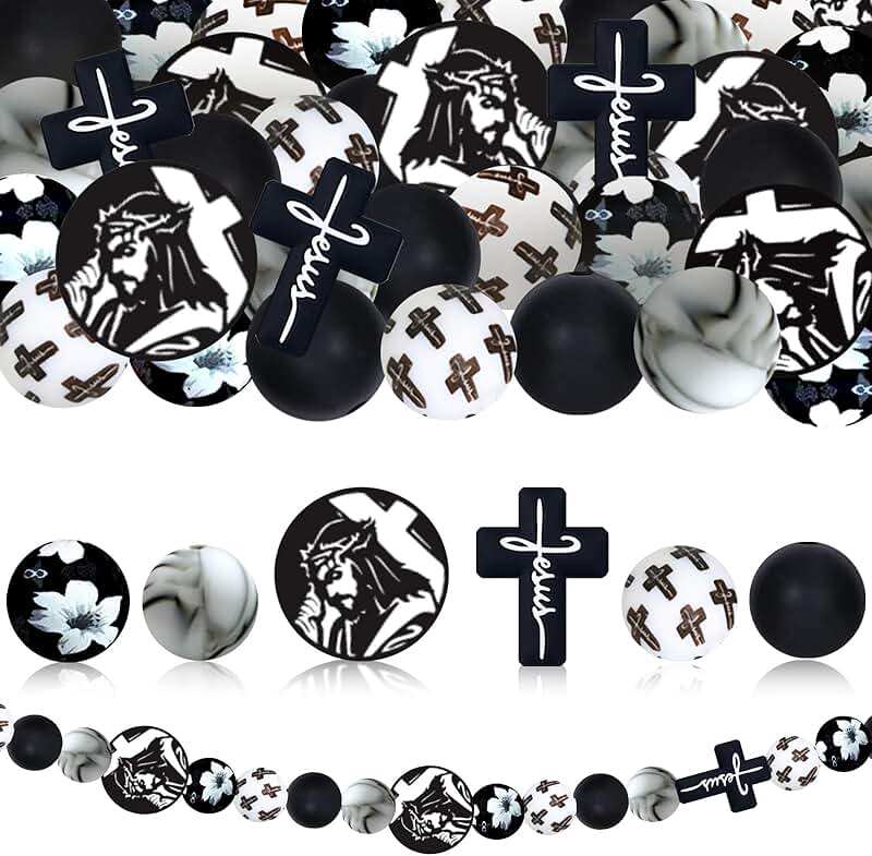 Set of 56 Cross Focal Beads for DIY Crafts