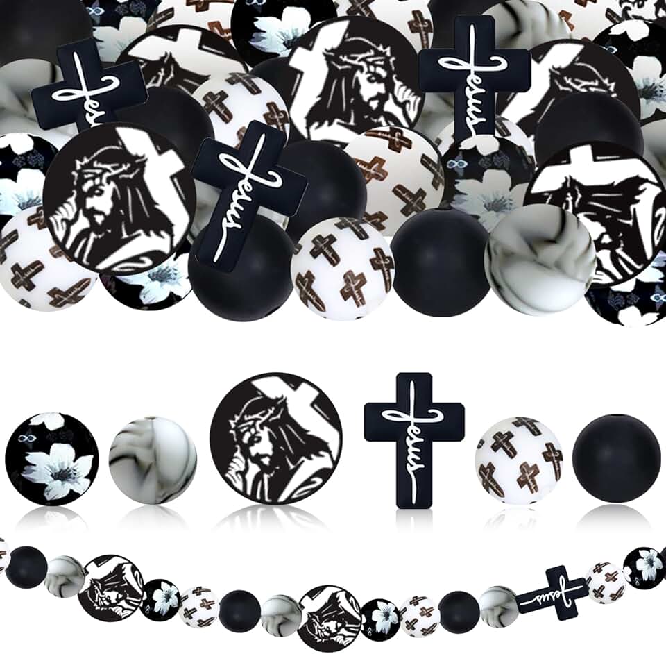 Set of 56 Cross Focal Beads for DIY Crafts
