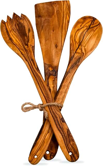 3-Piece Olive Wood Cooking Utensils Set