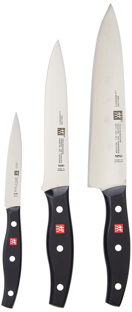 Twin Signature 3-pc German Knife Set, Razor-Sharp, Made in Company-Owned German Factory with Special Formula Steel perfected for almost 300 Years, Dishwasher Safe