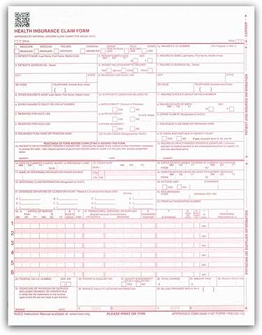 CMS 1500 Insurance Claim Forms, 8.5" x 11", 500 sheets