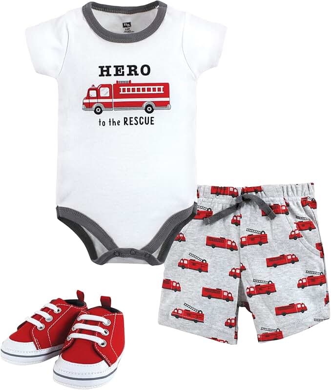 Baby Cotton Bodysuit, Shorts, and Shoes Set