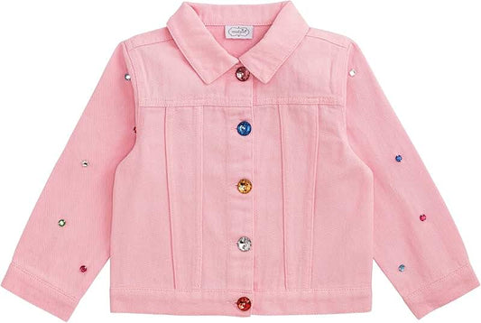 Pink denim jacket for baby girls