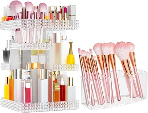 Set of two clear rotating makeup organizers