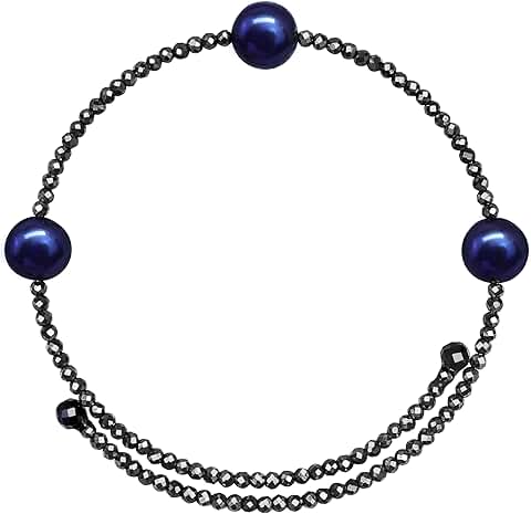 Adjustable Freshwater Pearl and Hematite Cuff Bracelet