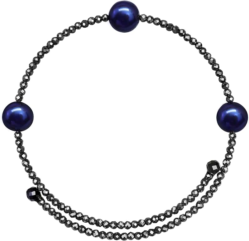 Adjustable Freshwater Pearl and Hematite Cuff Bracelet