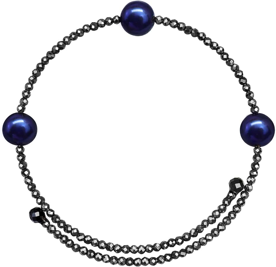 Adjustable Freshwater Pearl and Hematite Cuff Bracelet