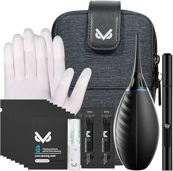 Professional Camera Cleaning Kit with Bag, Blower, Pen, Spray, and Cloth