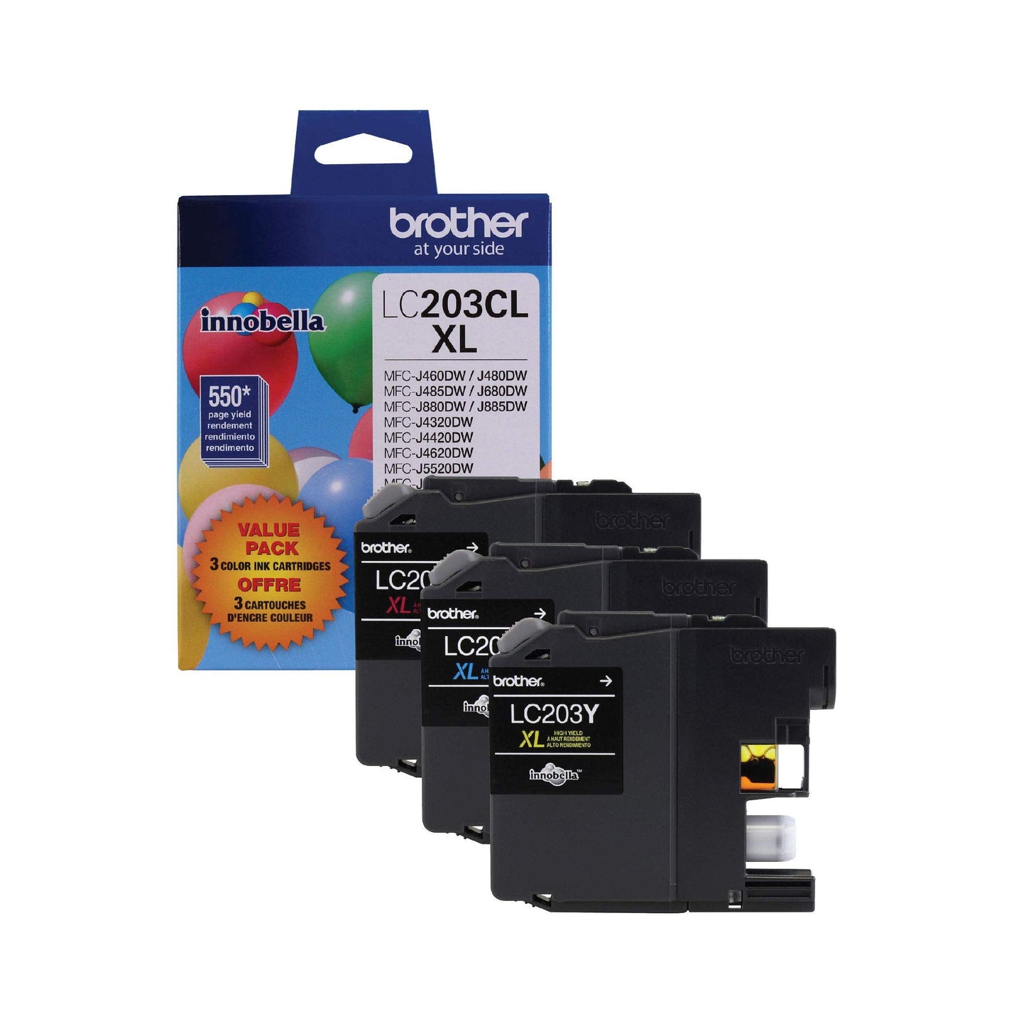 Genuine High Yield Color Ink Cartridge, LC2033PKS, Replacement Color Ink Three Pack, Includes 1 Cartridge Each of Cyan, Magenta & Yellow, Page Yield Up To 550 Pages, Dash Replenishment Cartridge, LC2