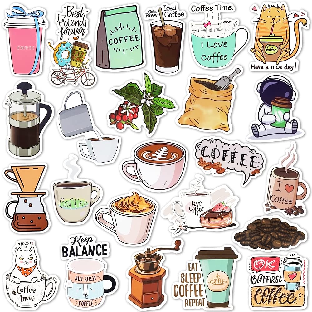 Funny Coffee Stickers for Water Bottles and Laptops