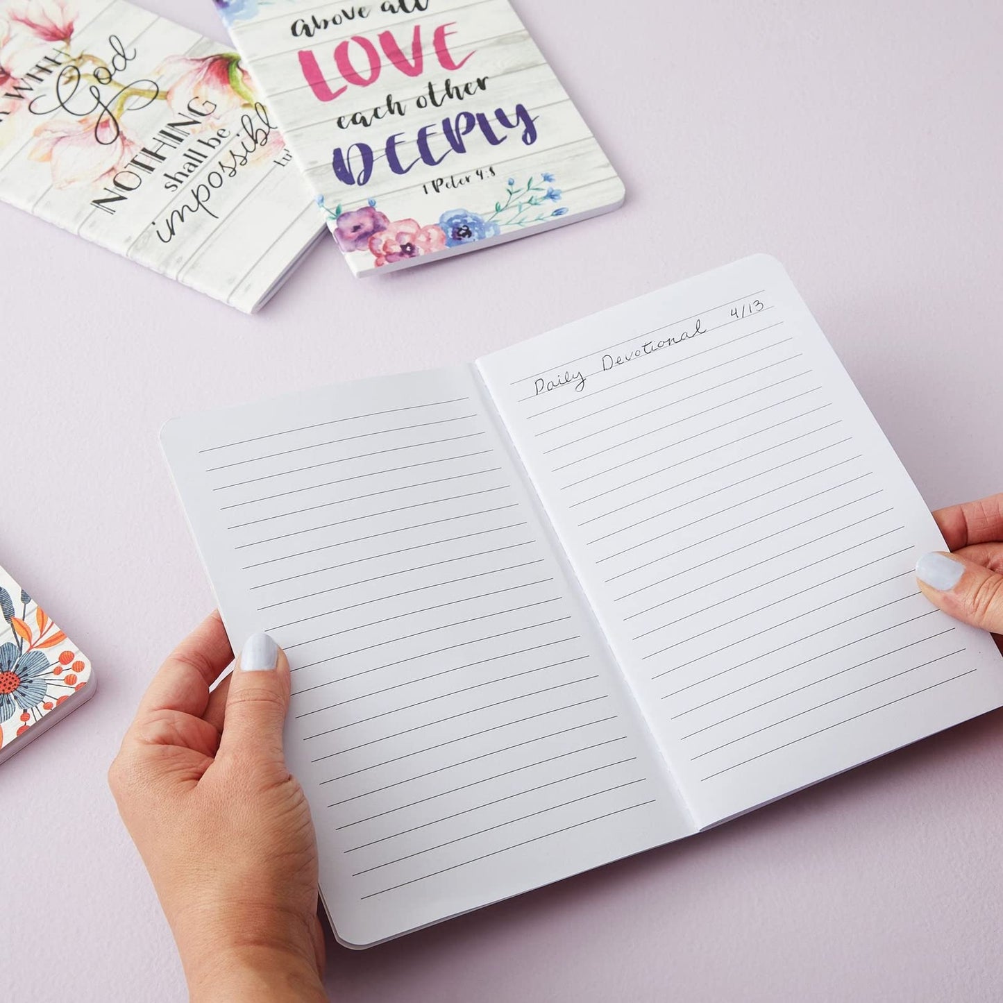 Set of 6 floral prayer journals for women, 80 pages