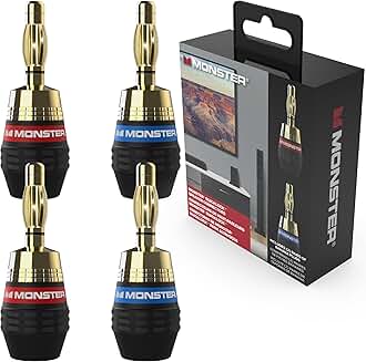 Self-Crimping Banana Plugs for Speaker Wire, 2 Pairs